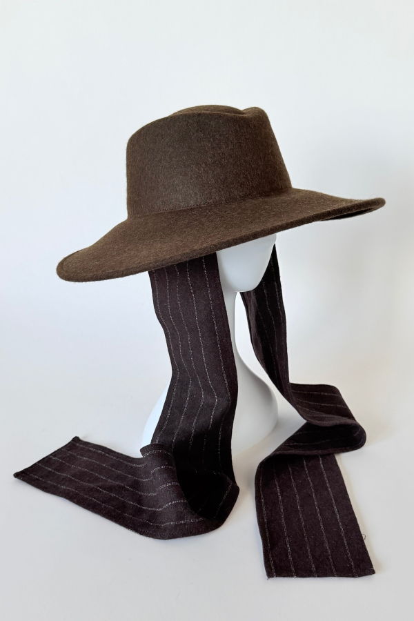 Clyde Dai Hat w. Scarves - Brown Melange