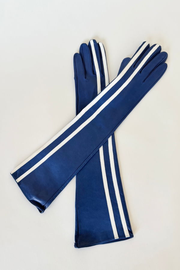 Clyde Racing Gloves - Blue/White Stripes
