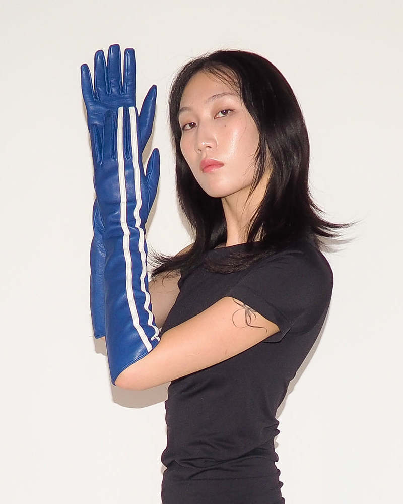 Clyde Racing Gloves - Blue/White Stripes