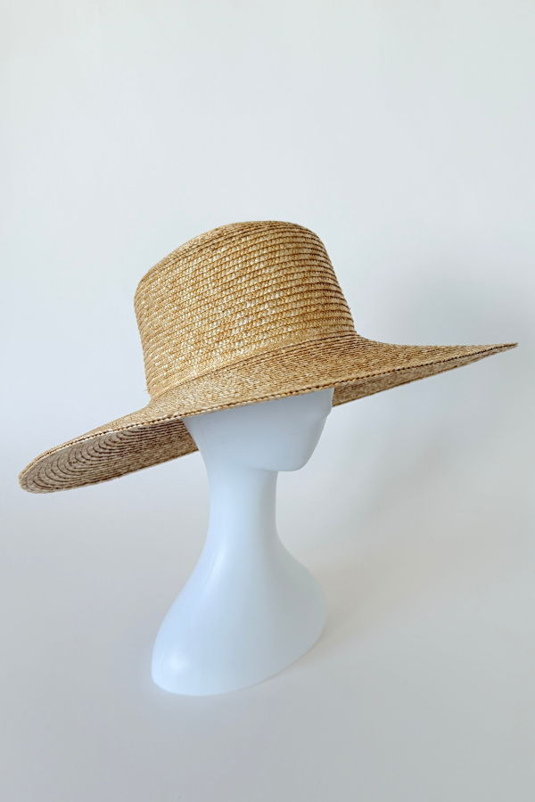 Clyde Wide Brim Flat Top Hat - Natural