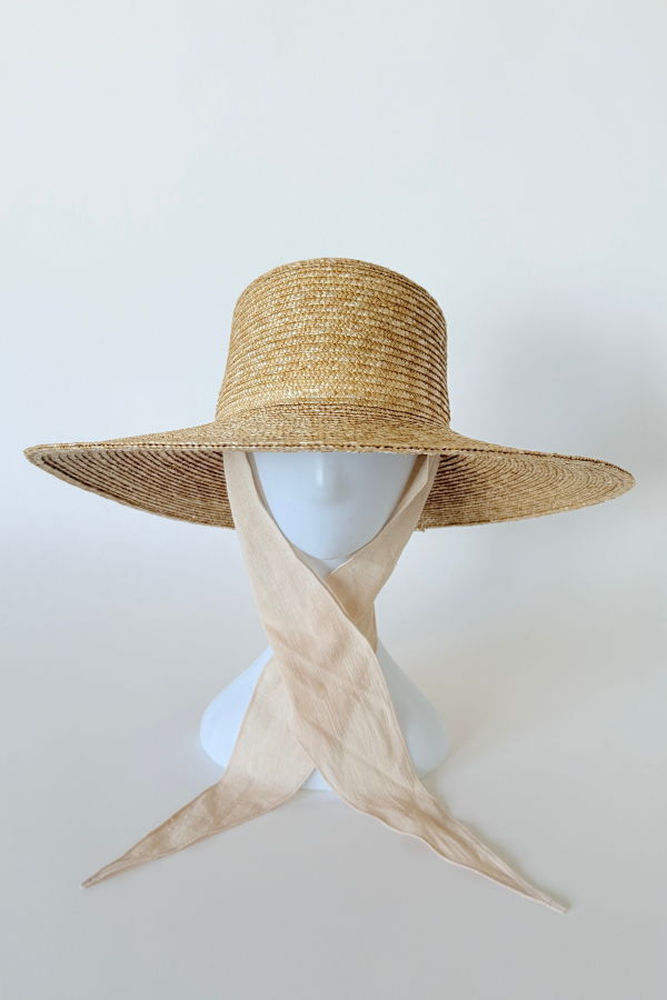 Clyde Wide Brim Flat Top Hat - Natural