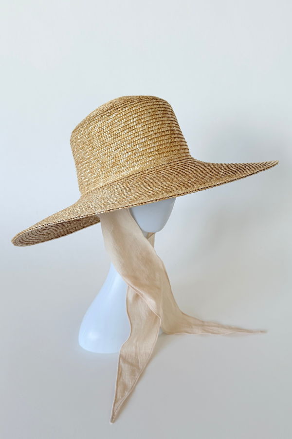 Clyde Wide Brim Flat Top Hat - Natural