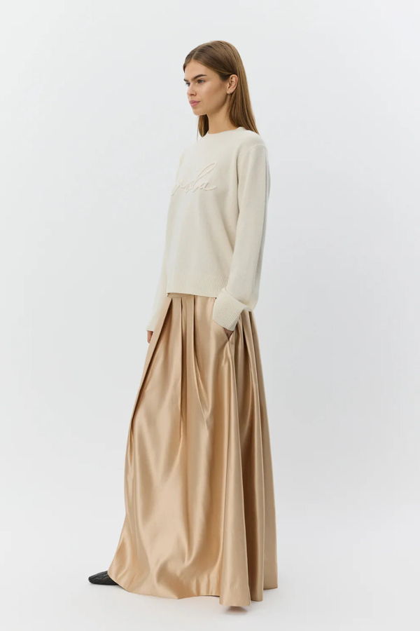 Sofie Schnoor Emmy Satin Maxi Skirt - Light Beige