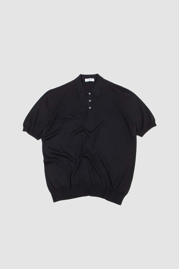 Gran Sasso Egyptian Cotton Polo Neck Sweater - Navy Gran Sasso Egyptian Cotton Polo Neck Sweater - Navy