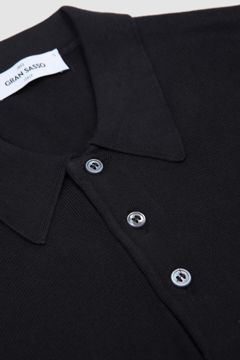 Gran Sasso Egyptian Cotton Polo Neck Sweater - Navy