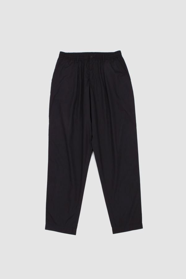Universal Works Pleated Track Pant Rec. Poly Tech Trousers - Black