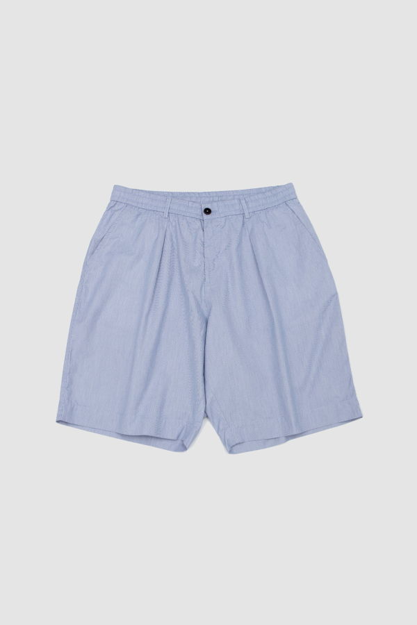 Universal Works Pleated Track Short Kennedy Stripe Shorts - Navy