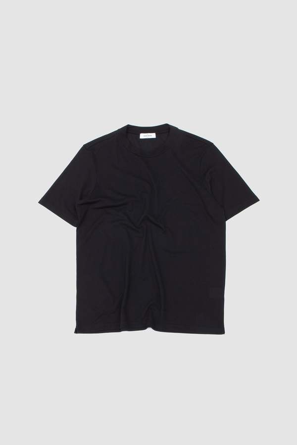 Gran Sasso Textured Cotton Crew Neck Tee - Black