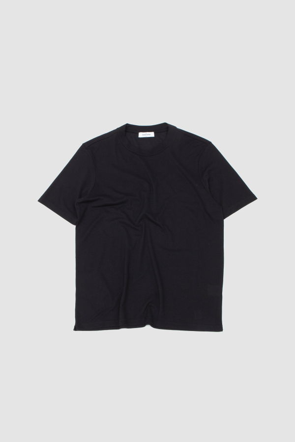 Gran Sasso Textured Cotton Crew Neck Tee - Black