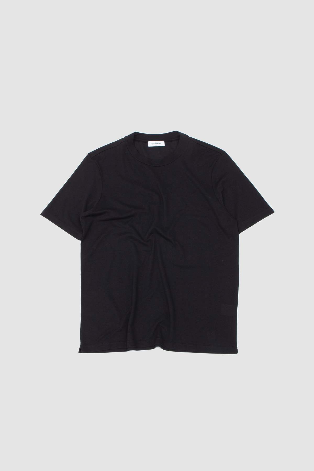 Gran Sasso Textured Cotton Crew Neck Tee - Black - Image 2 of 5