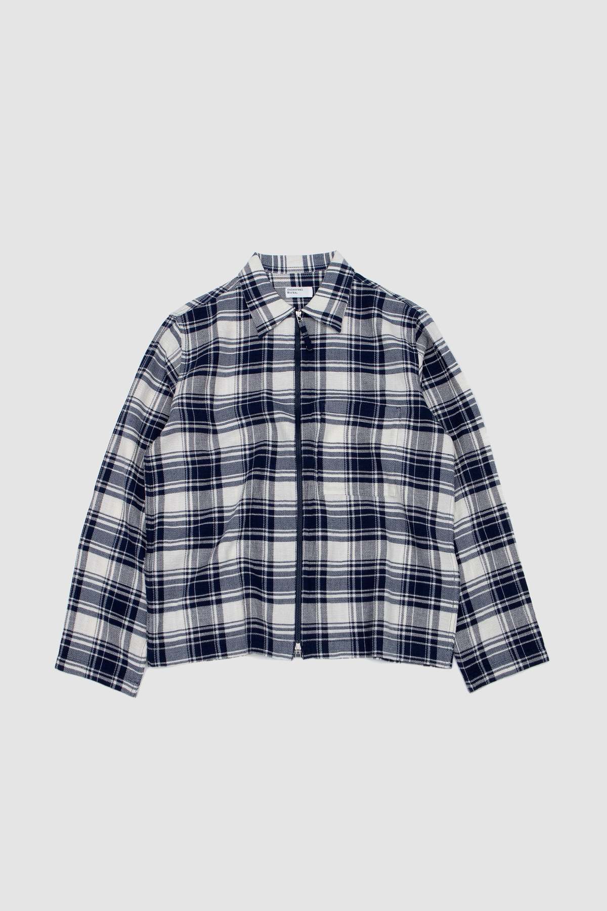Universal Works Zip Shirt Textured Plaid Shirt - Navy - Image 1 of 5