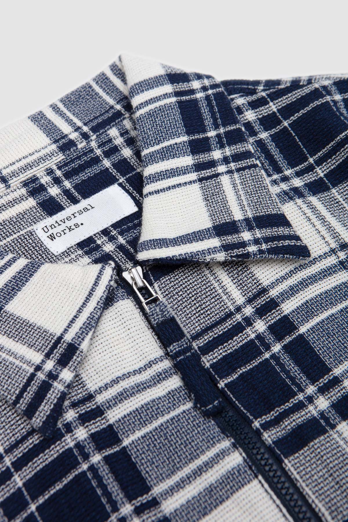 Universal Works Zip Shirt Textured Plaid Shirt - Navy - Image 3 of 5
