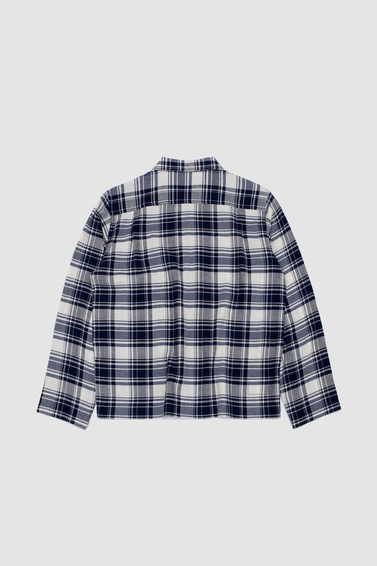 Universal Works Zip Shirt Textured Plaid Shirt - Navy - Image 5 of 5