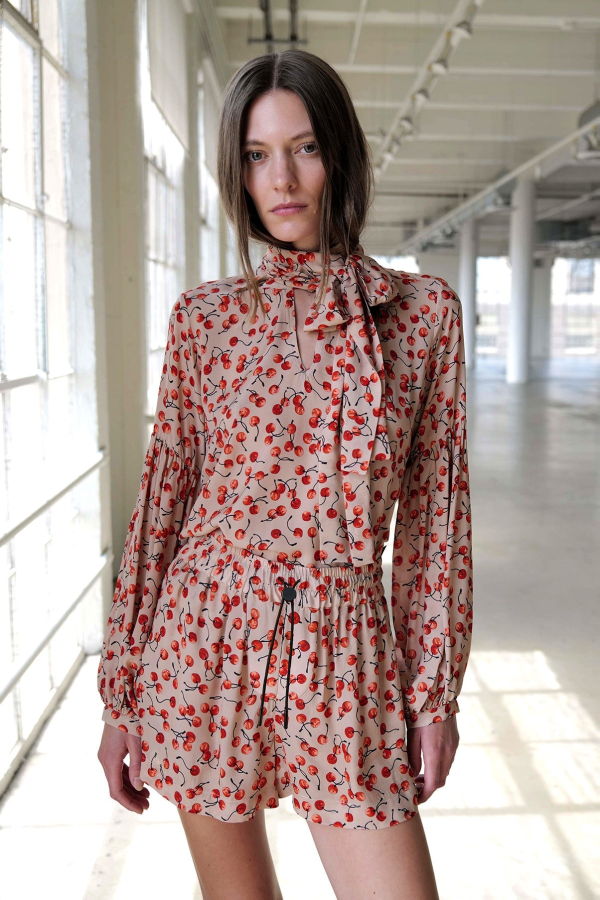 Le Superbe Cherry On Top Tie Blouse