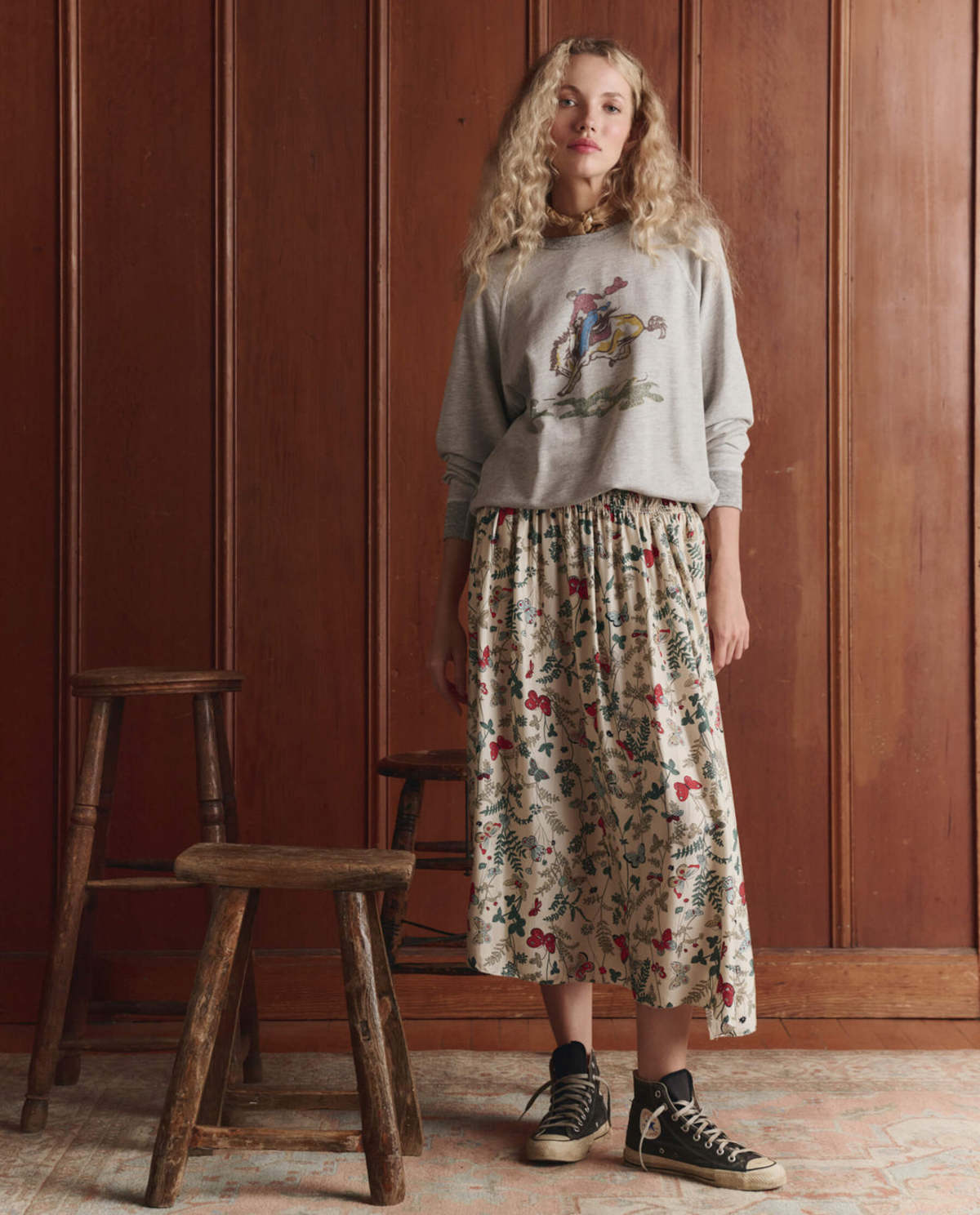 The Great. Canary Skirt Floating Butterfly Print Skirt - Image 1 of 4