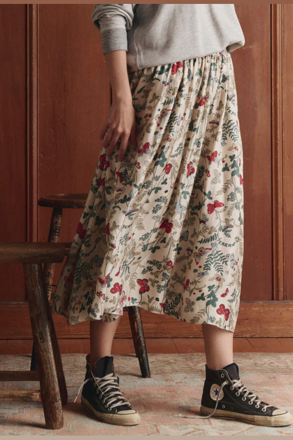 The Great. Canary Skirt Floating Butterfly Print Skirt