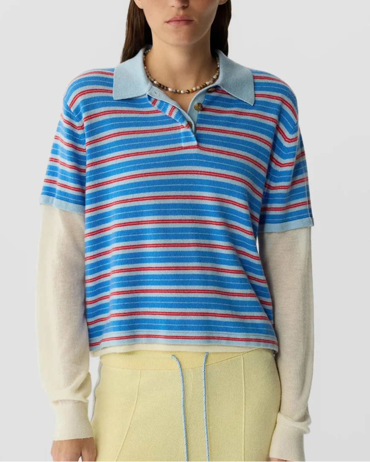 Guest in Residence Layered Stripe Rugby Top - Blue - Image 6 of 6
