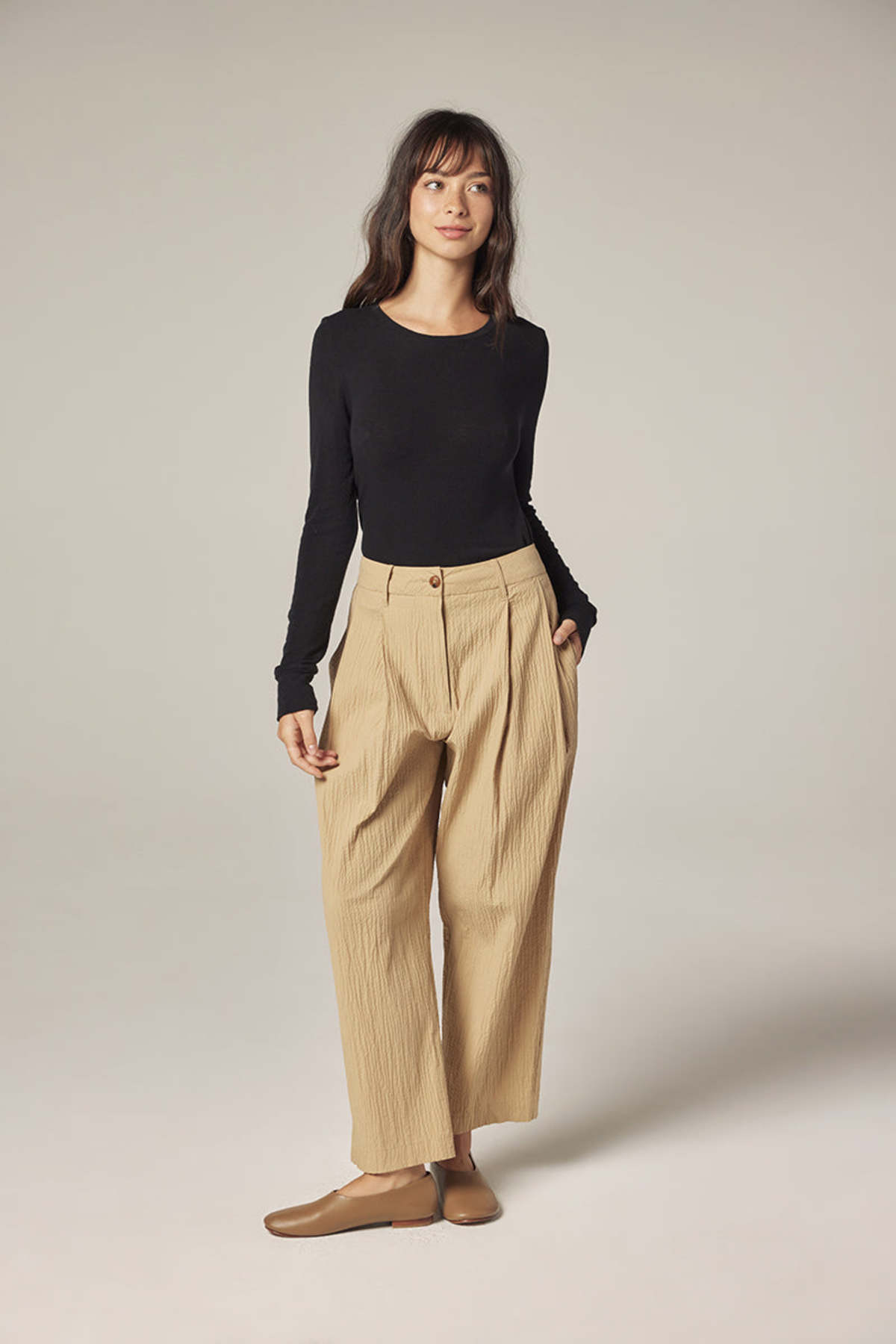 amente Elastic Back Pants - Tan - Image 3 of 8