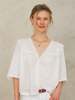 M.A.B.E Brea Frill Embroidered Top - Ivory - Thumbnail 1