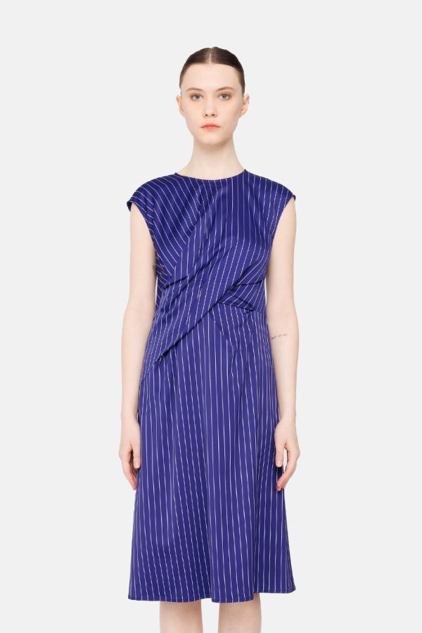Sies Marjan Edie Pinstripe Wrap Dress - Sapphire