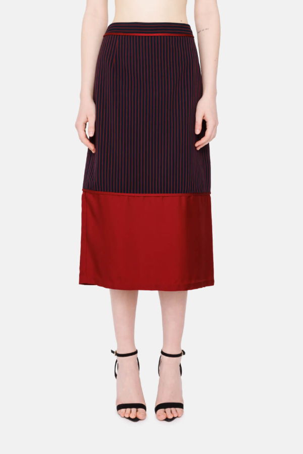 Sies Marjan Gisela Pinstripe Skirt - Navy/Rhubarb