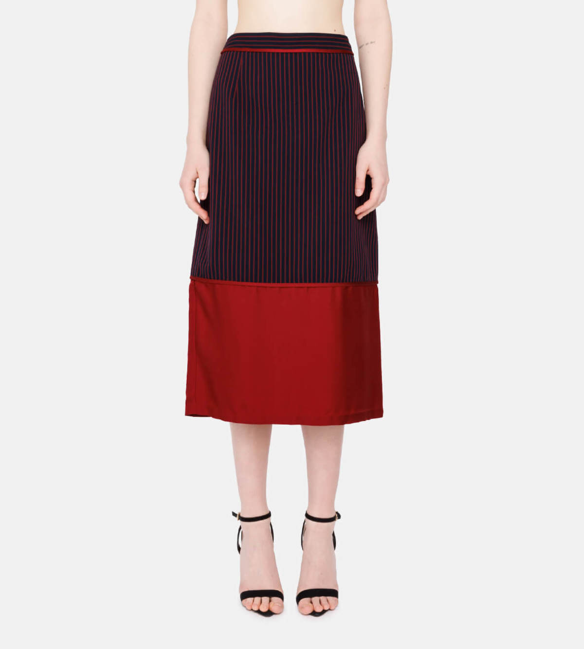 Sies Marjan Gisela Pinstripe Skirt - Navy/Rhubarb - Image 2 of 4