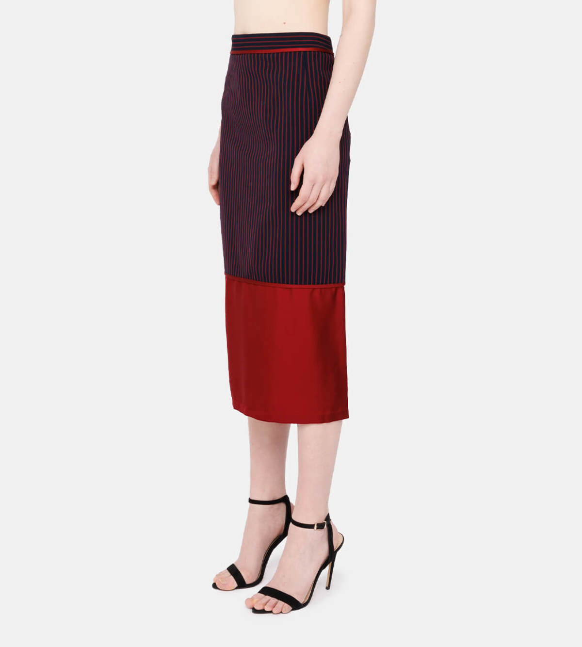 Sies Marjan Gisela Pinstripe Skirt - Navy/Rhubarb - Image 3 of 4