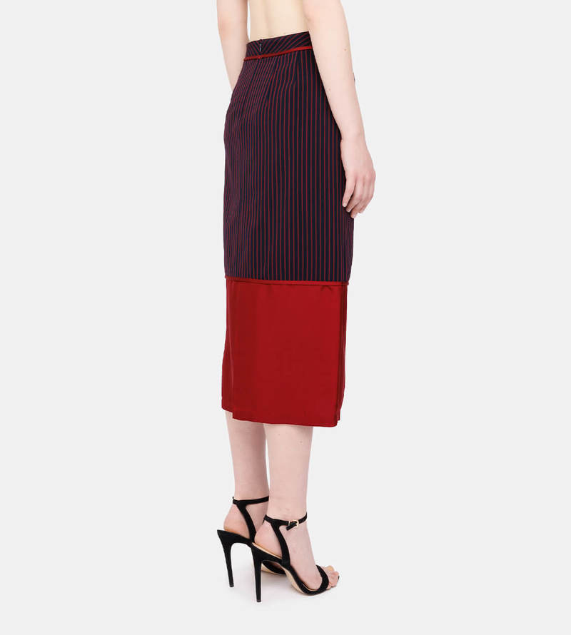 Sies Marjan Gisela Pinstripe Skirt - Navy/Rhubarb