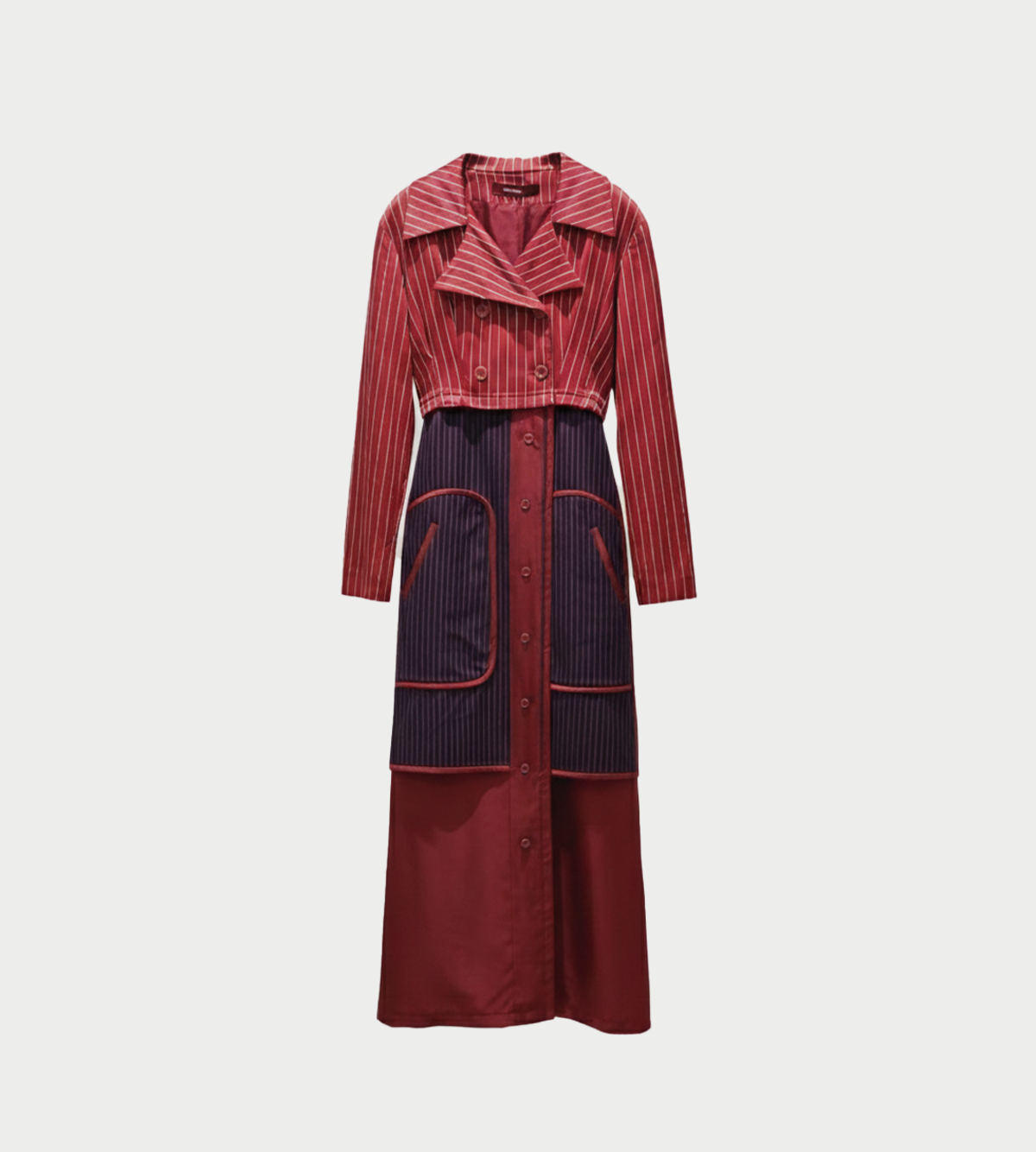 Sies Marjan Harper Pinstripe Coat - Navy/Rhubarb - Image 1 of 4