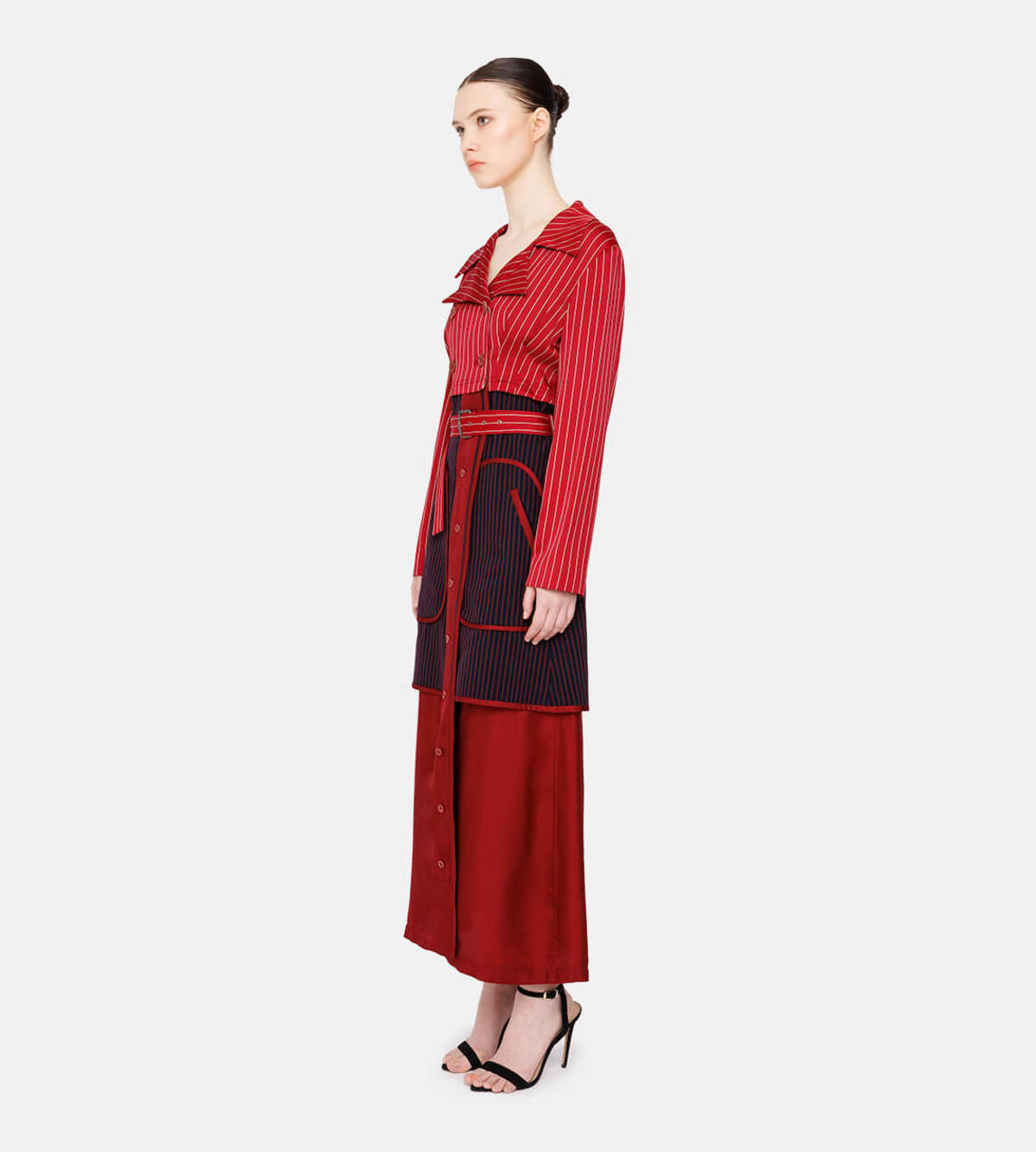 Sies Marjan Harper Pinstripe Coat - Navy/Rhubarb - Image 3 of 4
