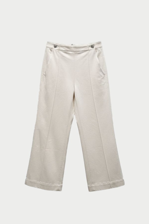 Rosetta Getty Pintuck Front Cropped Wide Jeans - Natural