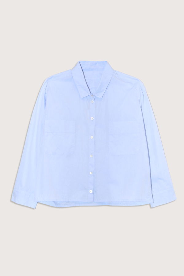PRIVATE0204 Cotton Crop Shirt With Pockets Shirt - Light Blue