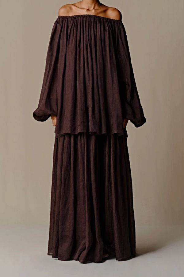 INTO THE EAST Thinly Pleated Skirt - Coffee