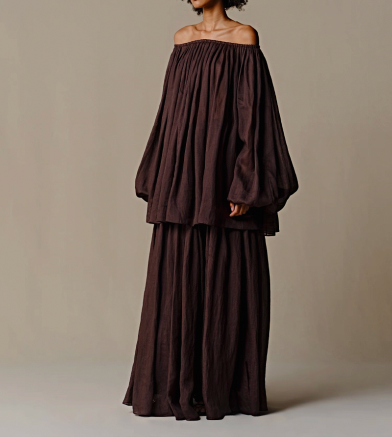 INTO THE EAST Thinly Pleated Skirt - Coffee