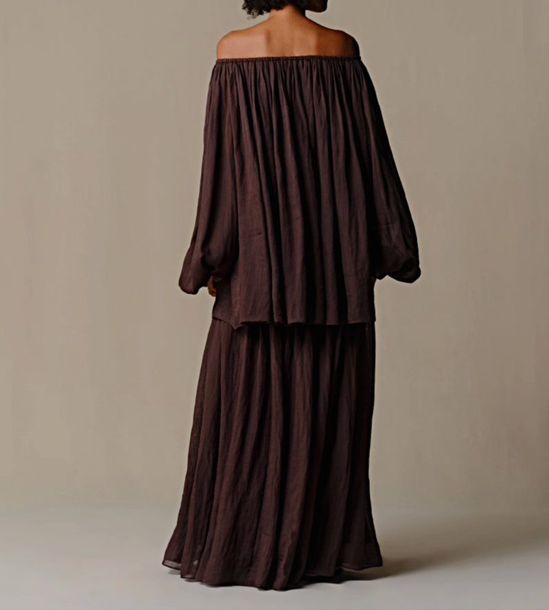 INTO THE EAST Thinly Pleated Skirt - Coffee