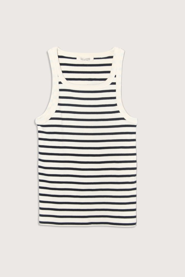 Nili Lotan Jennifer Tank Stripe Tank - Ecru/Black Stripe