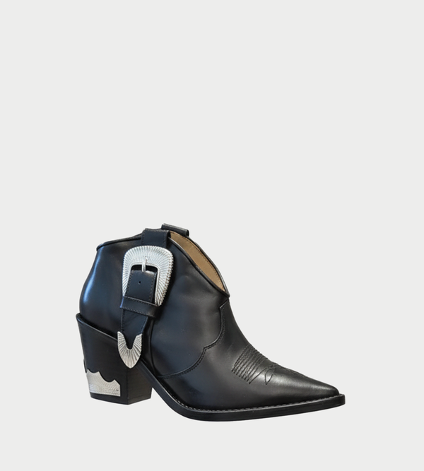WDLT117 Toga Pulla Western Ankle Bootie - Black