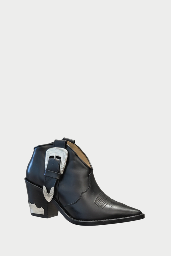 WDLT117 Toga Pulla Western Ankle Bootie - Black