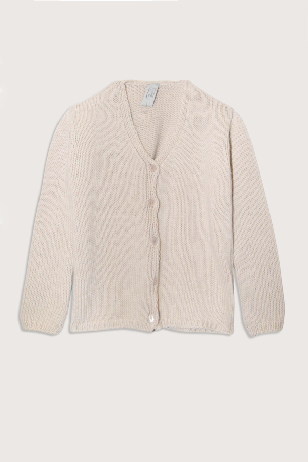 PRIVATE0204 Washed Cashmere V-Neck Cardigan - Latte