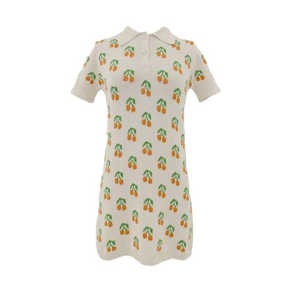 Gigi Knitwear Cherry Polo Dress - Natural