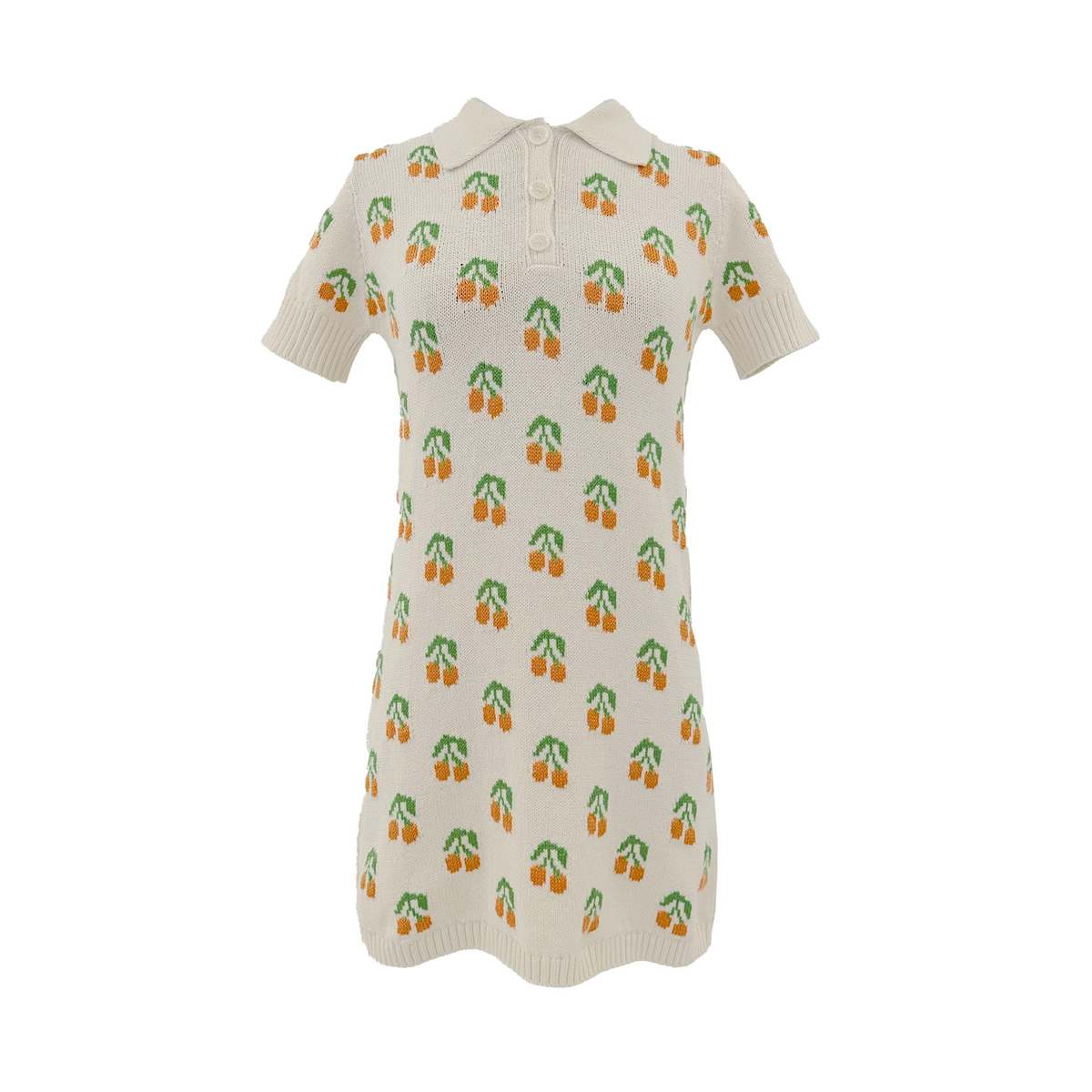 Gigi Knitwear Cherry Polo Dress - Natural - Image 1 of 1