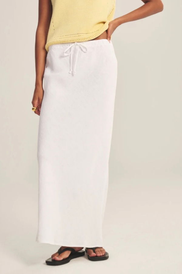 Velvet Beka Linen Skirt - White