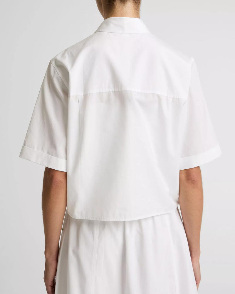 VINCE Scallop Detail Short-Sleeve Shirt - Optic White
