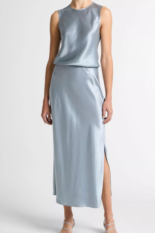 VINCE Side Slit Slip Skirt - Light Lagoon