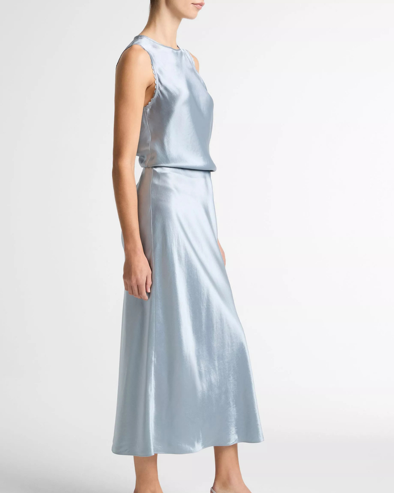 VINCE Side Slit Slip Skirt - Light Lagoon