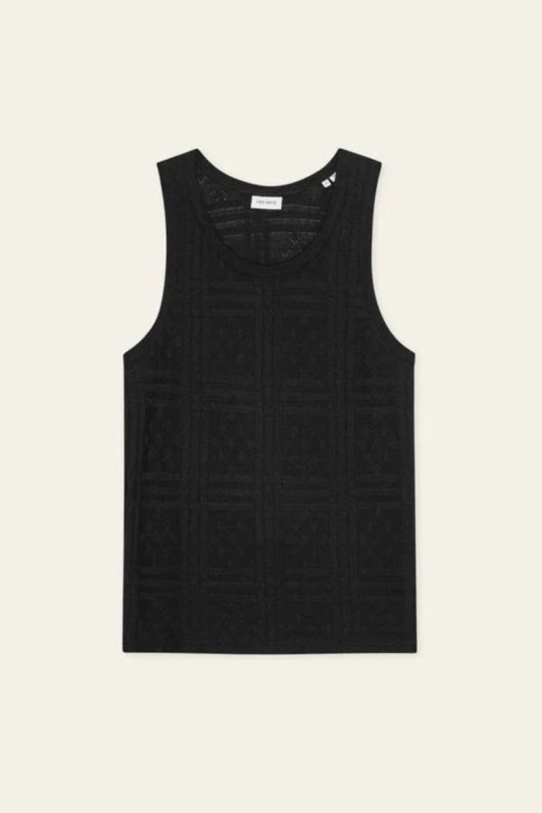 LES DEUX Huxley Pointelle Tank Top - Black