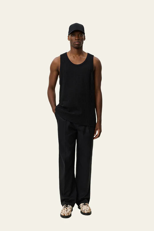 LES DEUX Huxley Pointelle Tank Top - Black