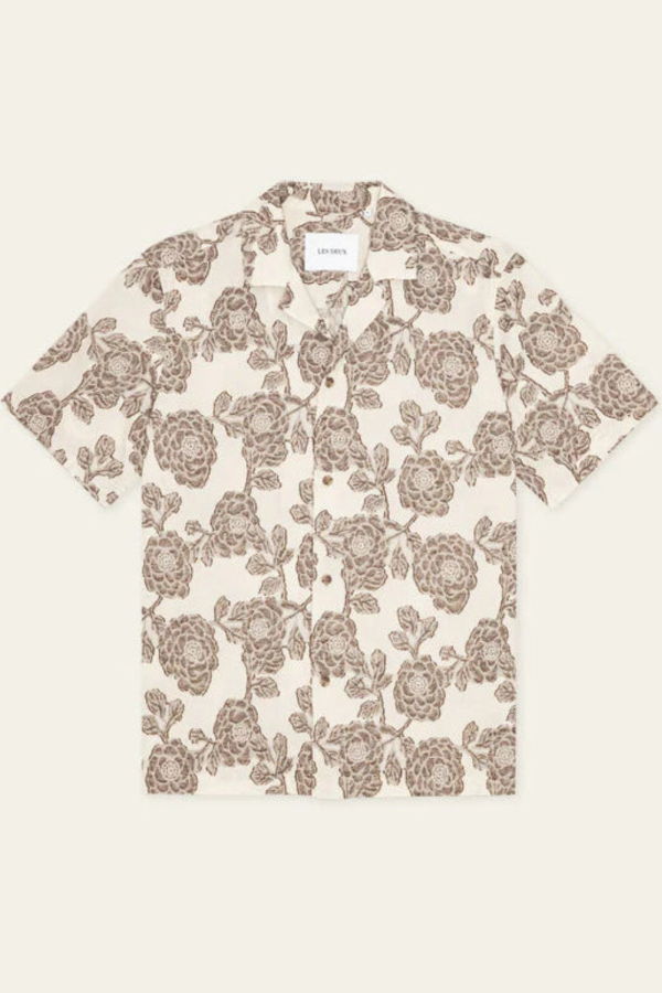 LES DEUX Lesley Flower Jacquard SS Shirt - Ivory