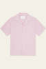 LES DEUX Lukas Stripe Cotton Linen Short Sleeve Shirt - Crocus Pink - Thumbnail 1