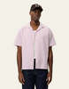 LES DEUX Lukas Stripe Cotton Linen Short Sleeve Shirt - Crocus Pink - Thumbnail 3